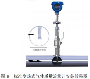 小流量氣體質量流量計插入式安裝效果圖